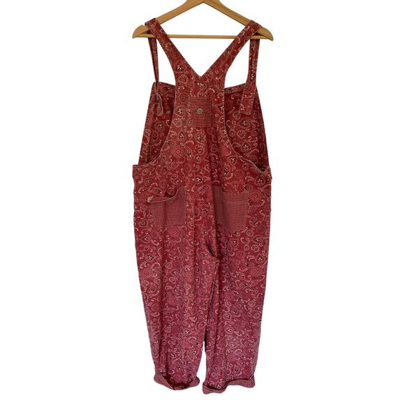Vintage Red Paisley Denim Overalls Size X Large - Picture 4 of 6